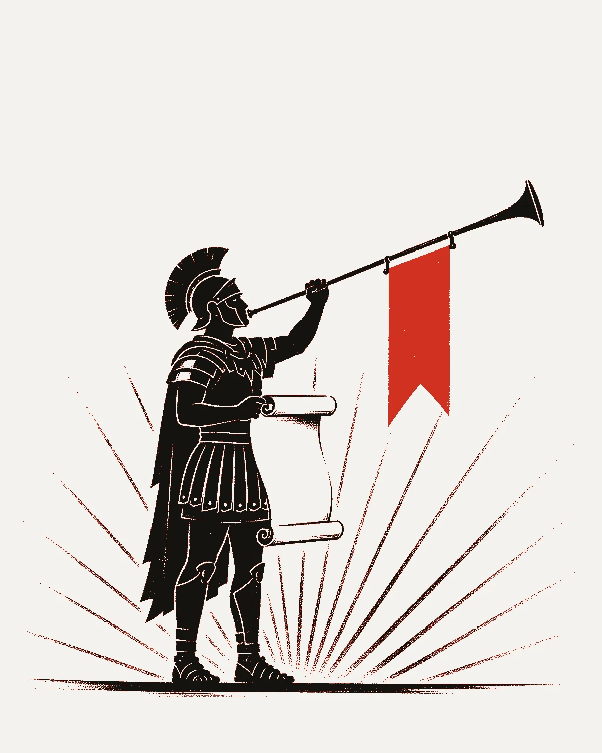Poster of a Roman herald sounding the morning orders