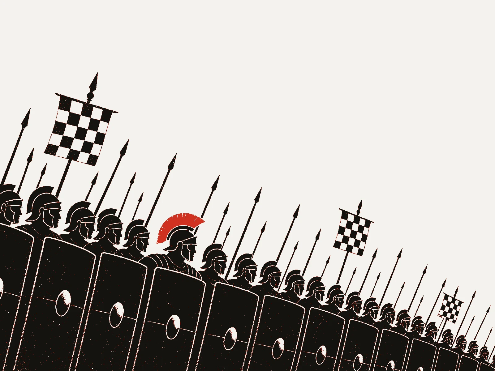 Poster of massed ranks of Roman legionaries with checkered banners